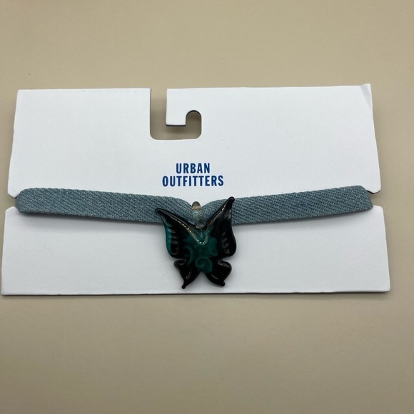 UO Glass Butterfly Choker, Blue, O/S, NWT - Picture 8 of 9